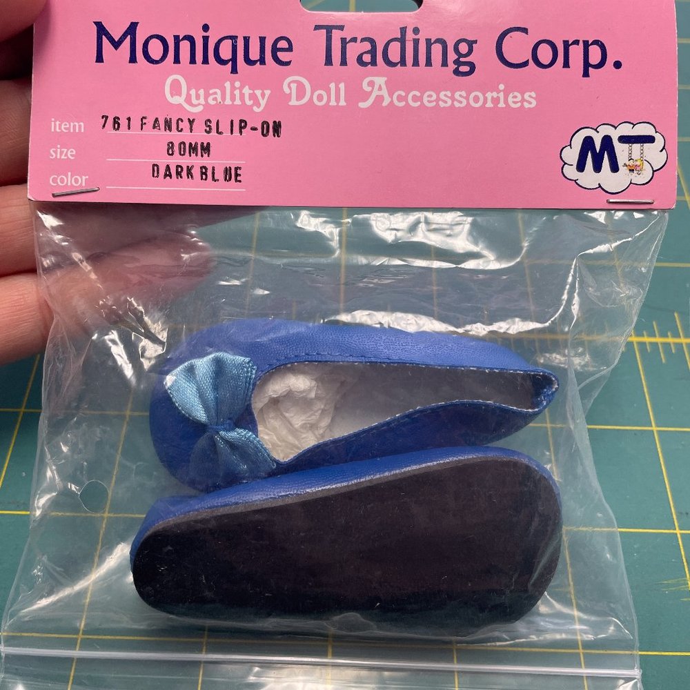 Doll Shoes - Blue with Blue Bows - NIP